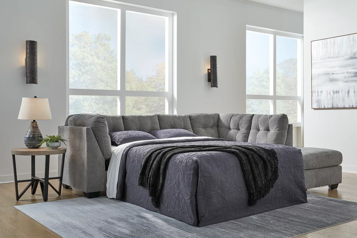 Marleton 2-Piece RAF Sleeper Sectional With Chaise In Gray 55305S4