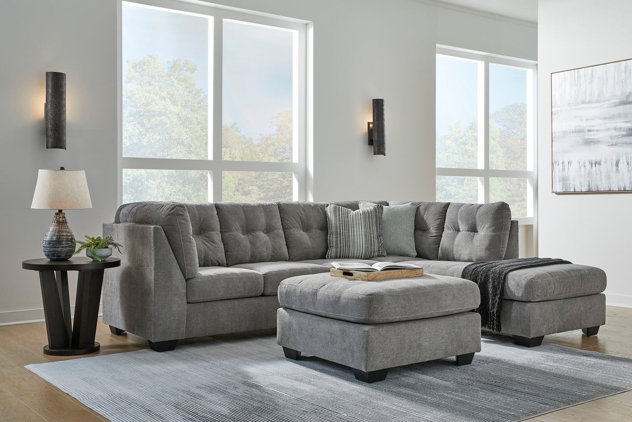 Marleton 2-Piece Sectional and Ottoman In Gray 55305U1