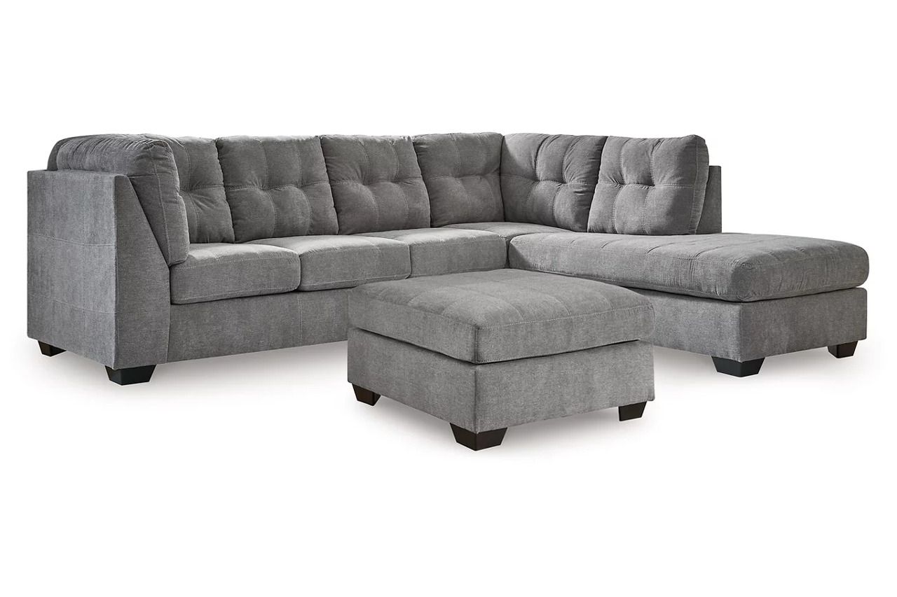 Marleton 2-Piece Sectional and Ottoman In Gray 55305U1