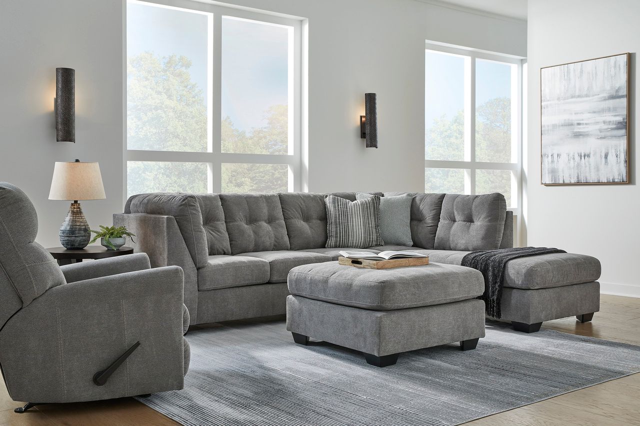 Marleton 2-Piece Sectional and Ottoman In Gray 55305U1