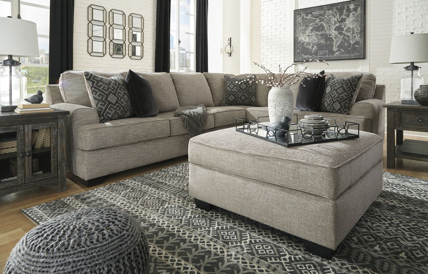 Bovarian Ottoman with Storage In Stone 5610311