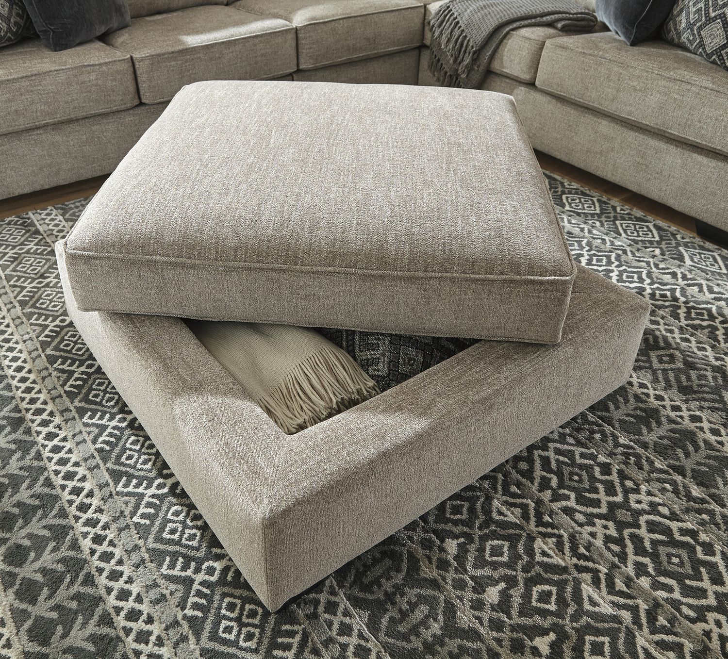 Bovarian Ottoman with Storage In Stone 5610311