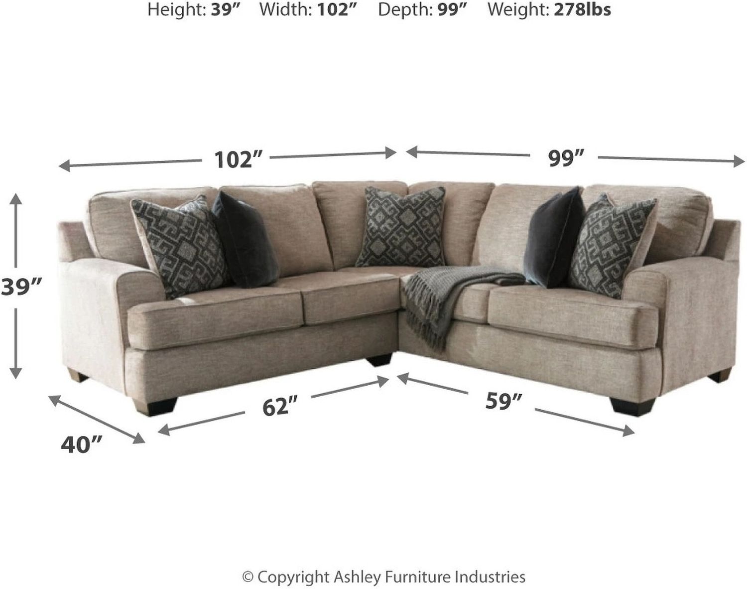 Bovarian 2-Piece RAF Sectional In Stone 56103S1