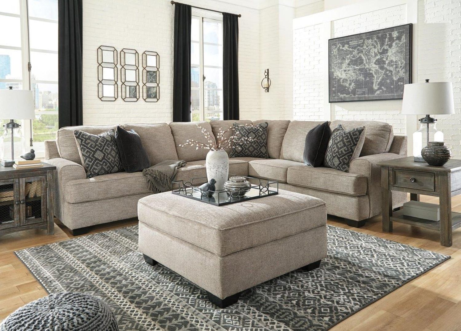 Bovarian 3-Piece RAF Sectional In Stone 56103S2