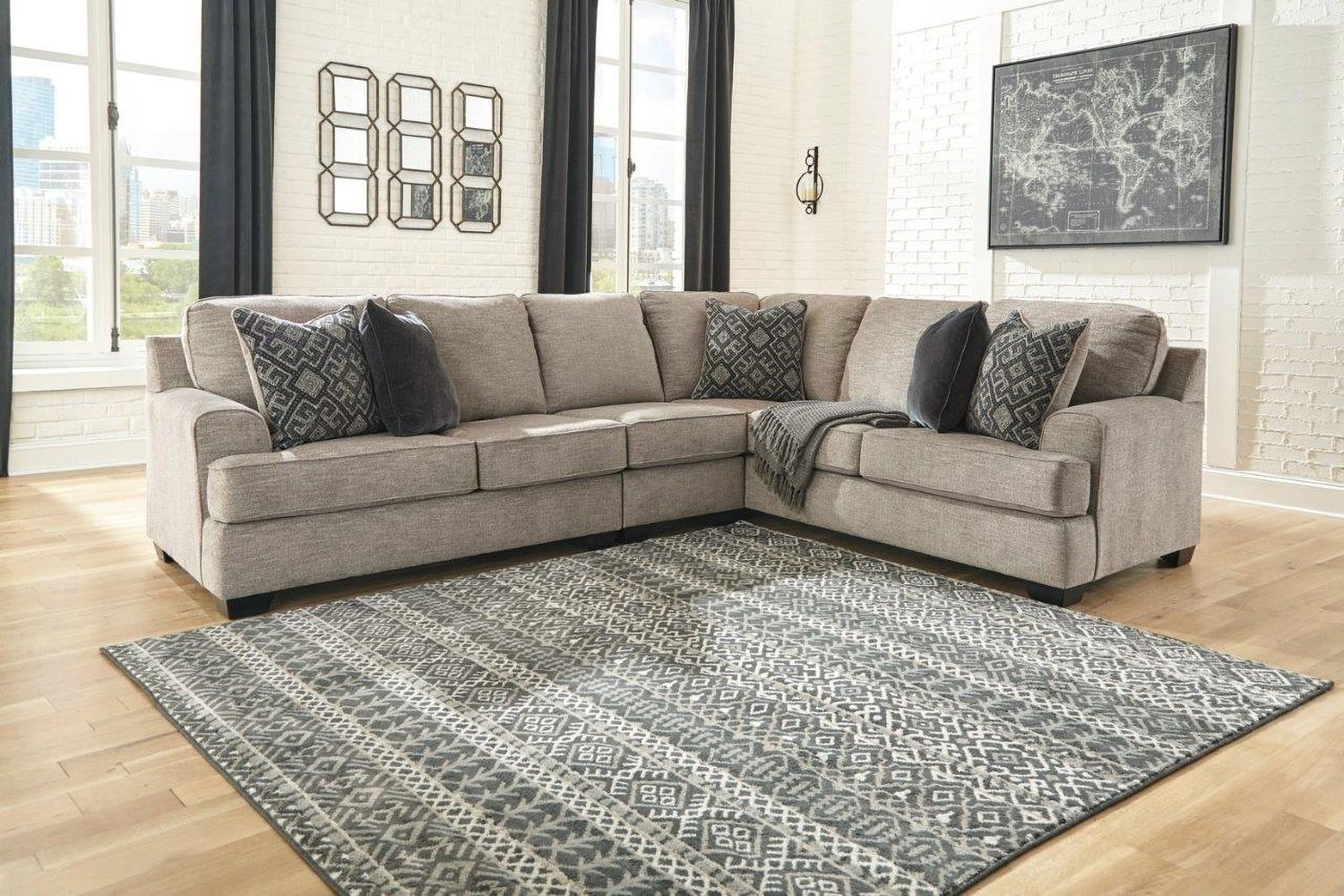 Bovarian 3-Piece RAF Sectional In Stone 56103S2