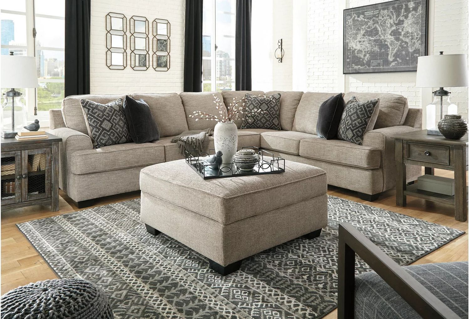 Bovarian 3-Piece RAF Sectional In Stone 56103S2