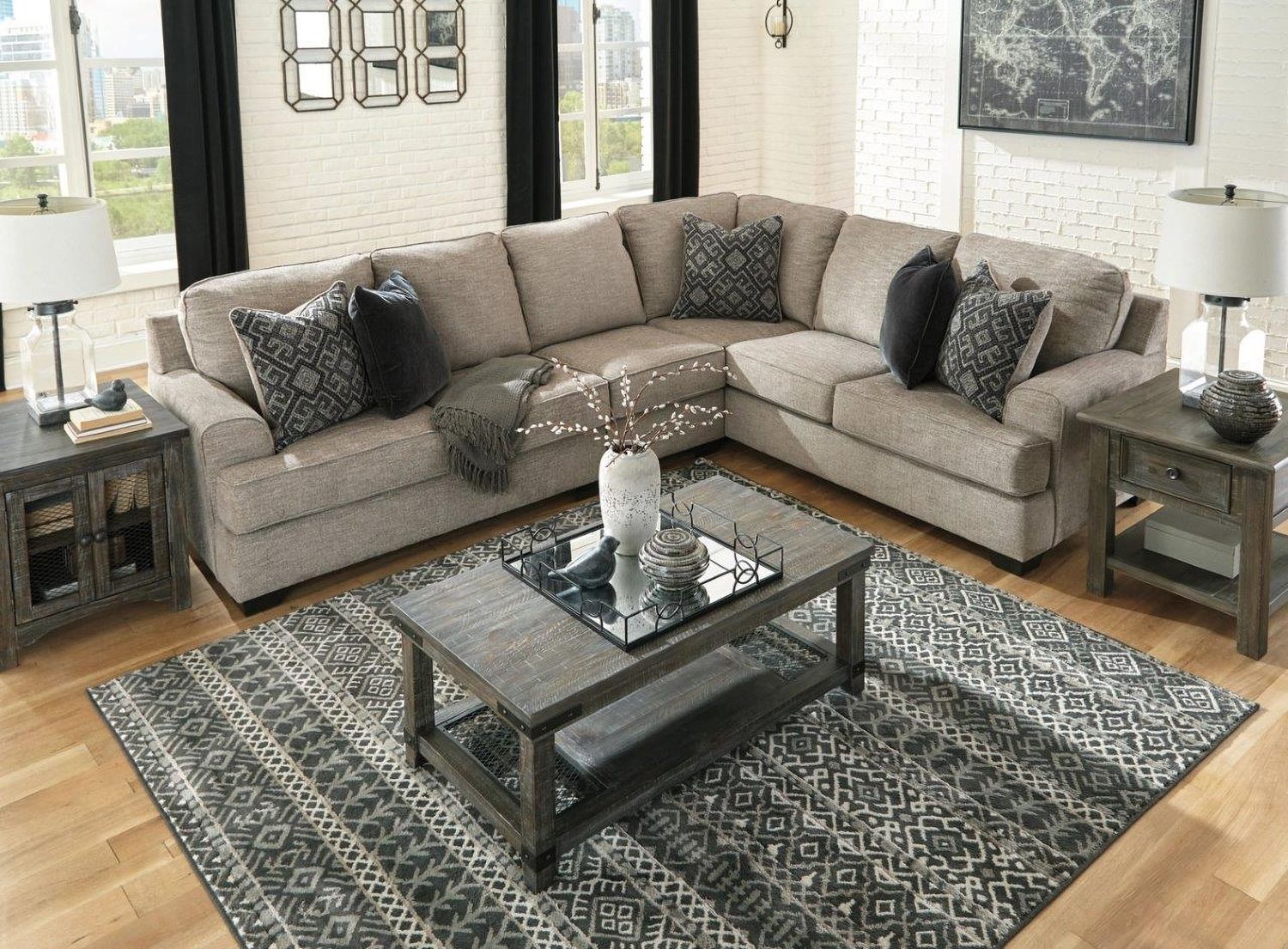 Bovarian 3-Piece RAF Sectional In Stone 56103S2