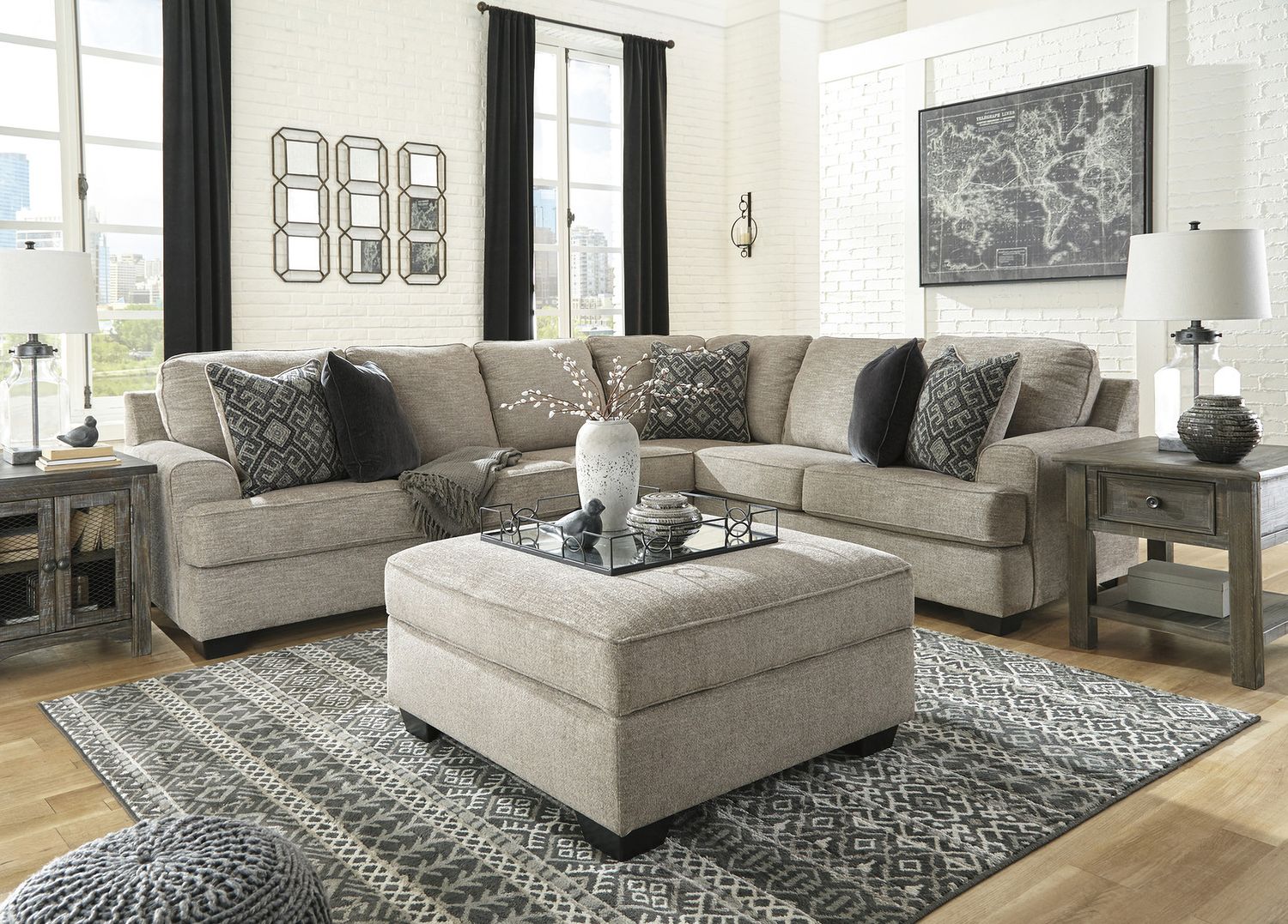 Bovarian 3-Piece RAF Sectional In Stone 56103S2