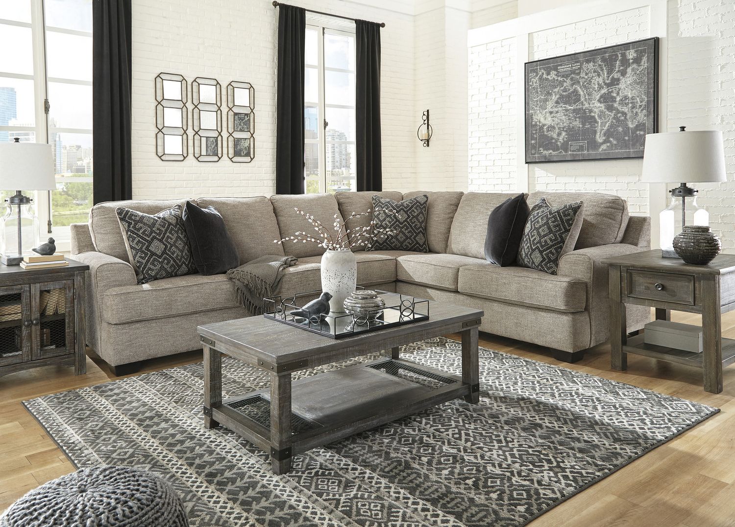 Bovarian 3-Piece RAF Sectional In Stone 56103S2