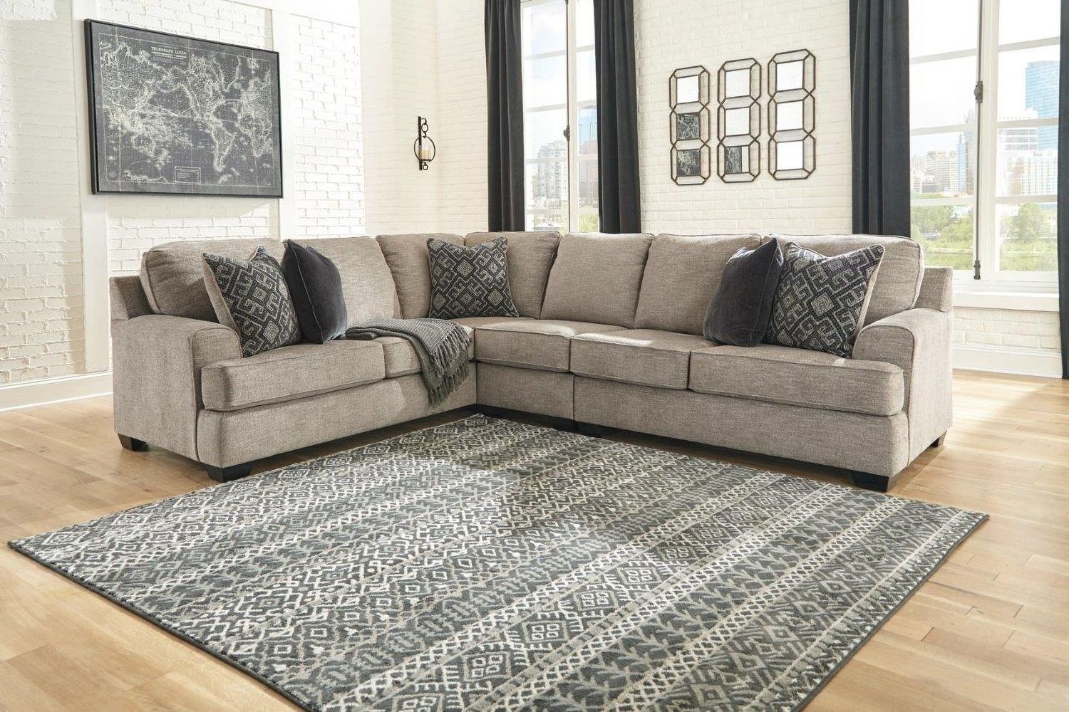 Bovarian 3-Piece LAF Sectional In Stone 56103S4