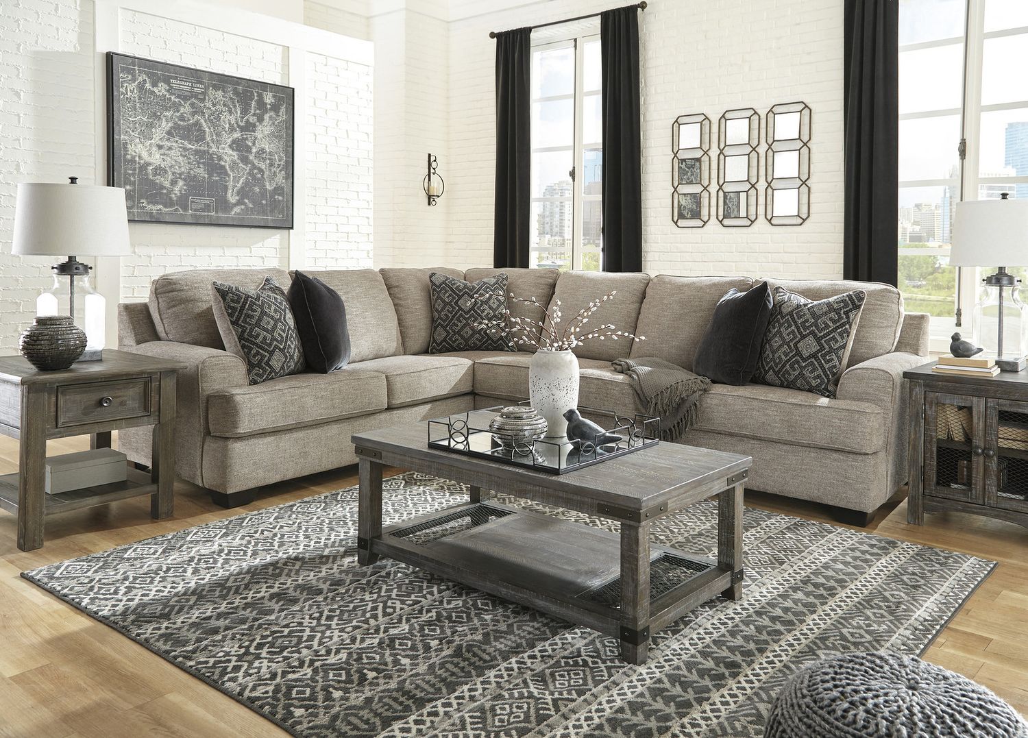 Bovarian 3-Piece LAF Sectional In Stone 56103S4