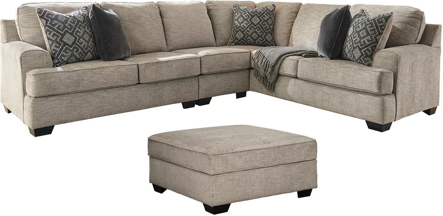 Bovarian 3-Piece Sectional with Ottoman In Stone 56103U2
