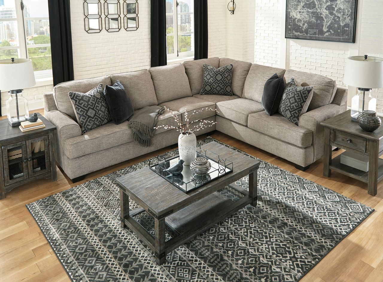 Bovarian 3-Piece Sectional and Ottoman In Stone 56103U3