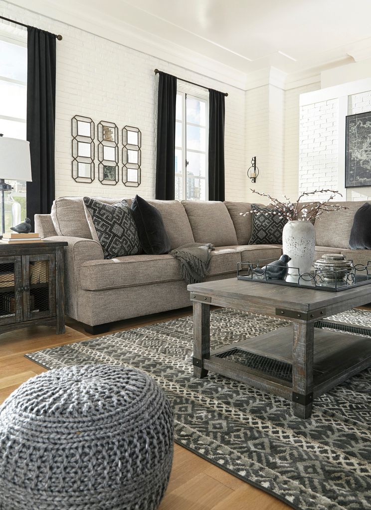 Bovarian 3-Piece Sectional and Ottoman In Stone 56103U3