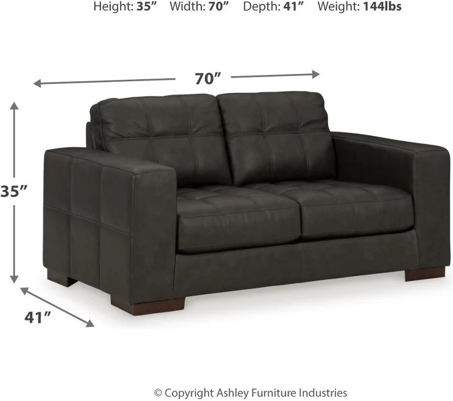 Luigi Loveseat In Thunder 5650635