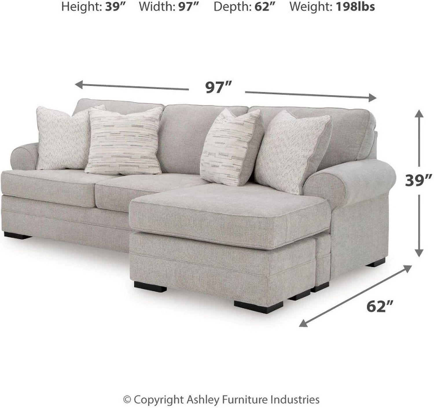 Eastonbridge Sofa Chaise In Shadow 5660318