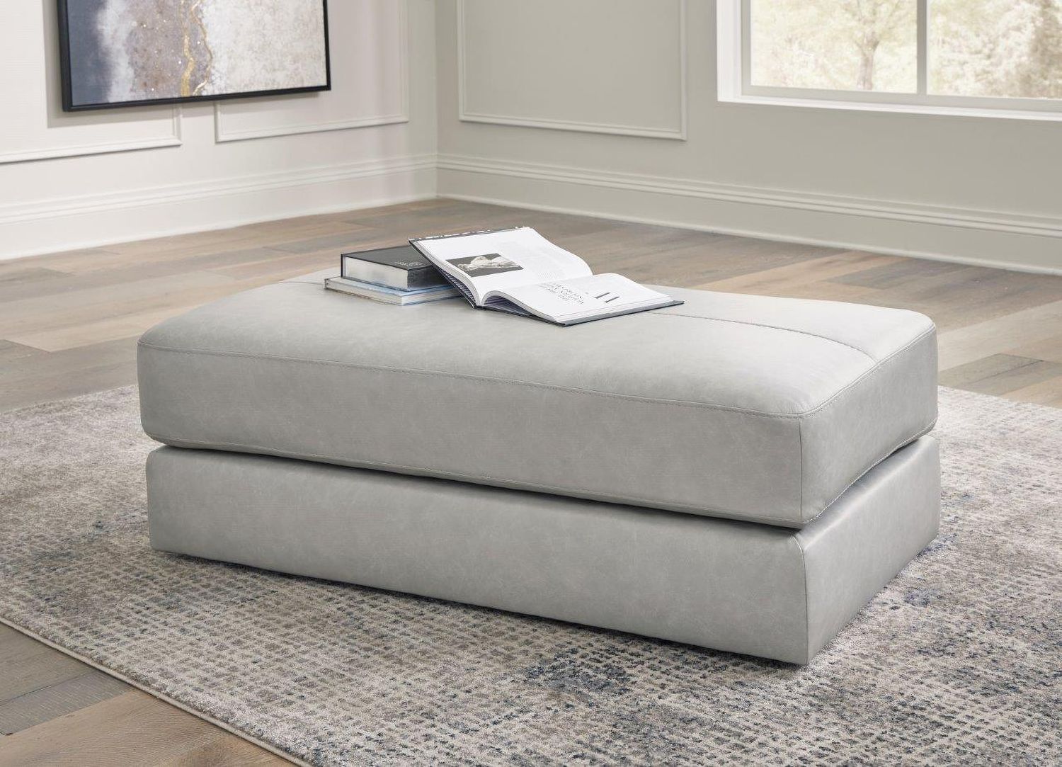 Amiata Oversized Accent Ottoman In Glacier 5740408