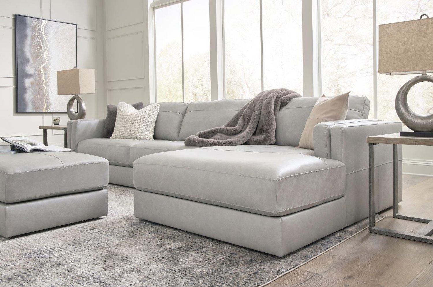 Amiata Oversized Accent Ottoman In Glacier 5740408