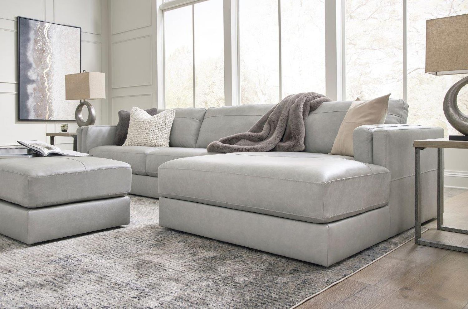 Amiata Oversized Accent Ottoman In Glacier 5740408