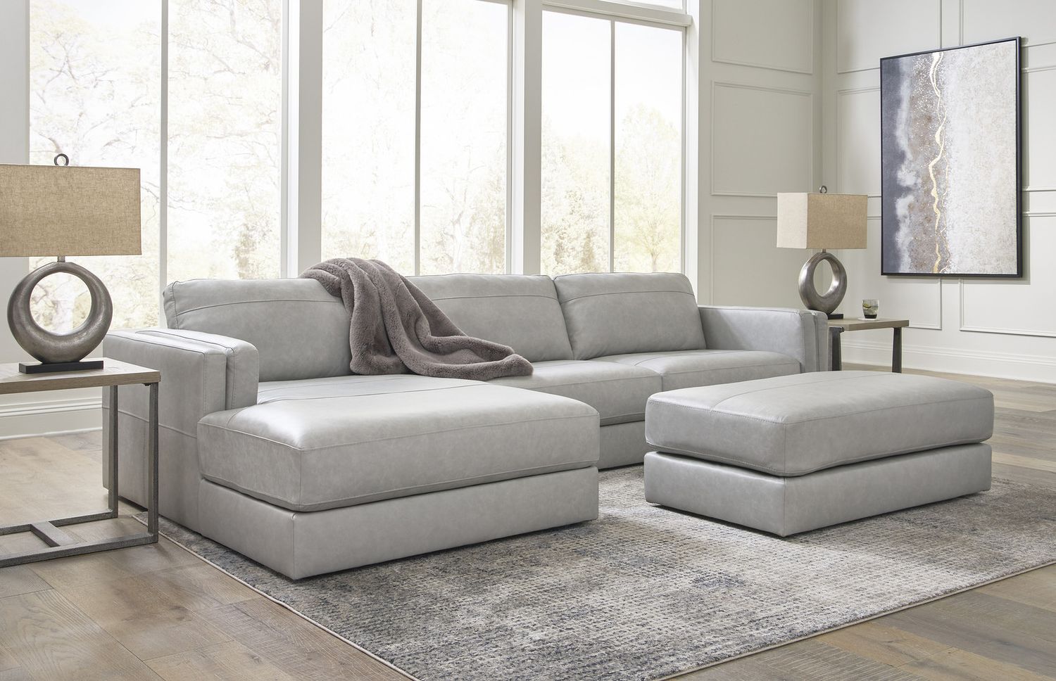 Amiata Oversized Accent Ottoman In Glacier 5740408