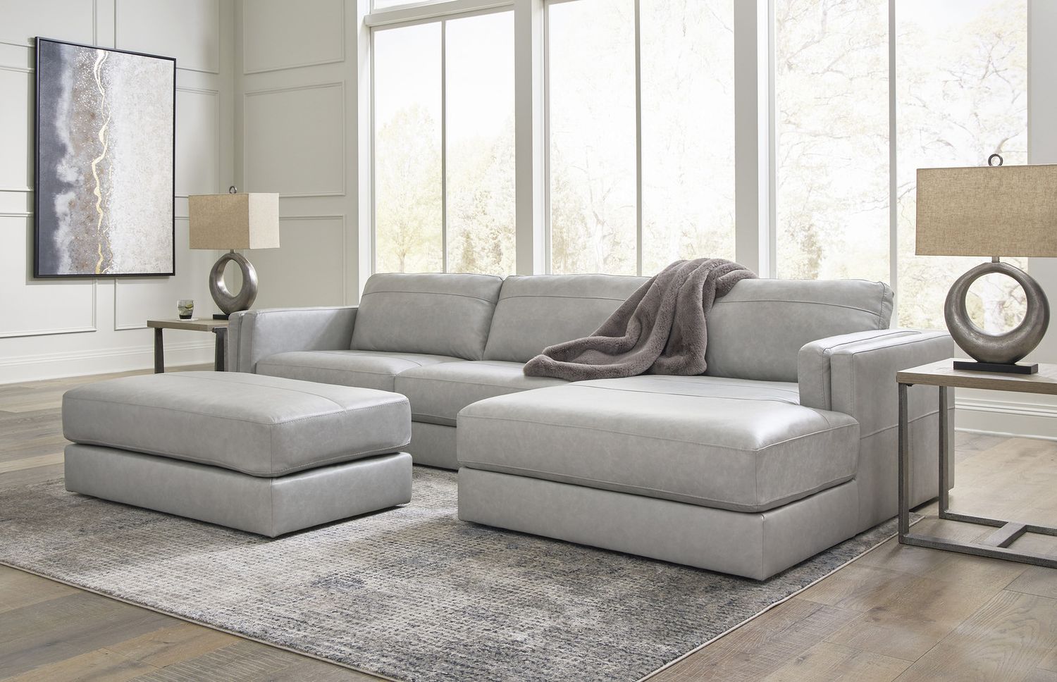 Amiata Oversized Accent Ottoman In Glacier 5740408