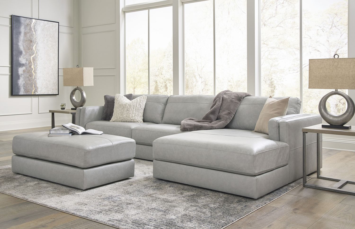 Amiata Oversized Accent Ottoman In Glacier 5740408