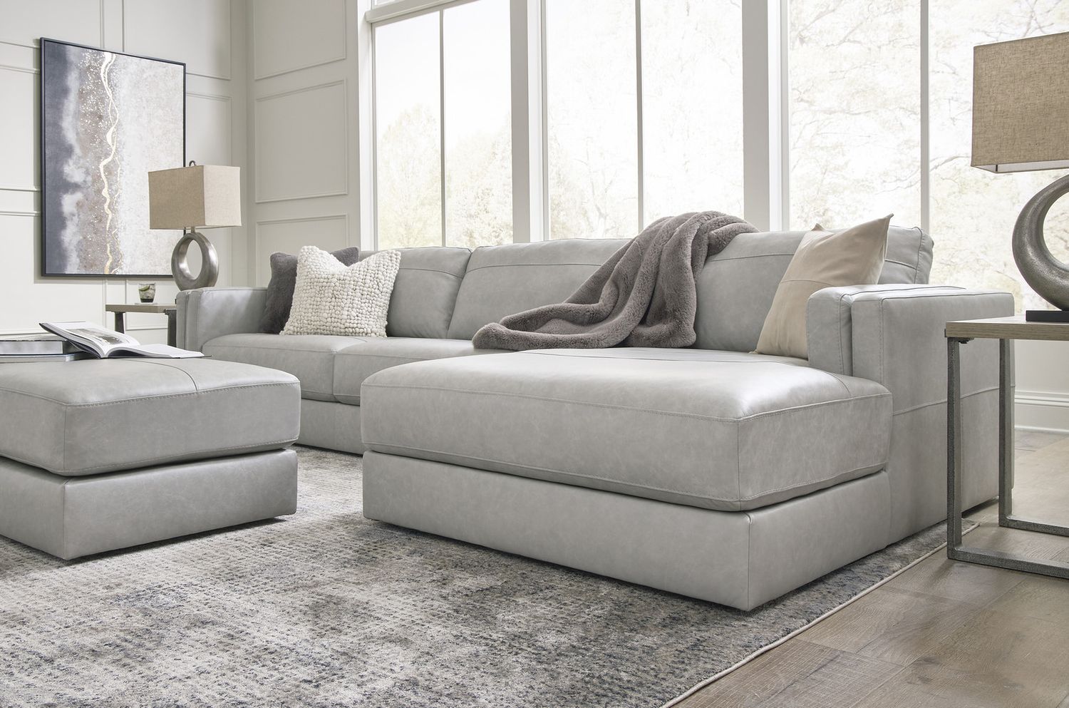 Amiata 2-Piece Sectional with Chaise and Ottoman In Glacier 57404U1