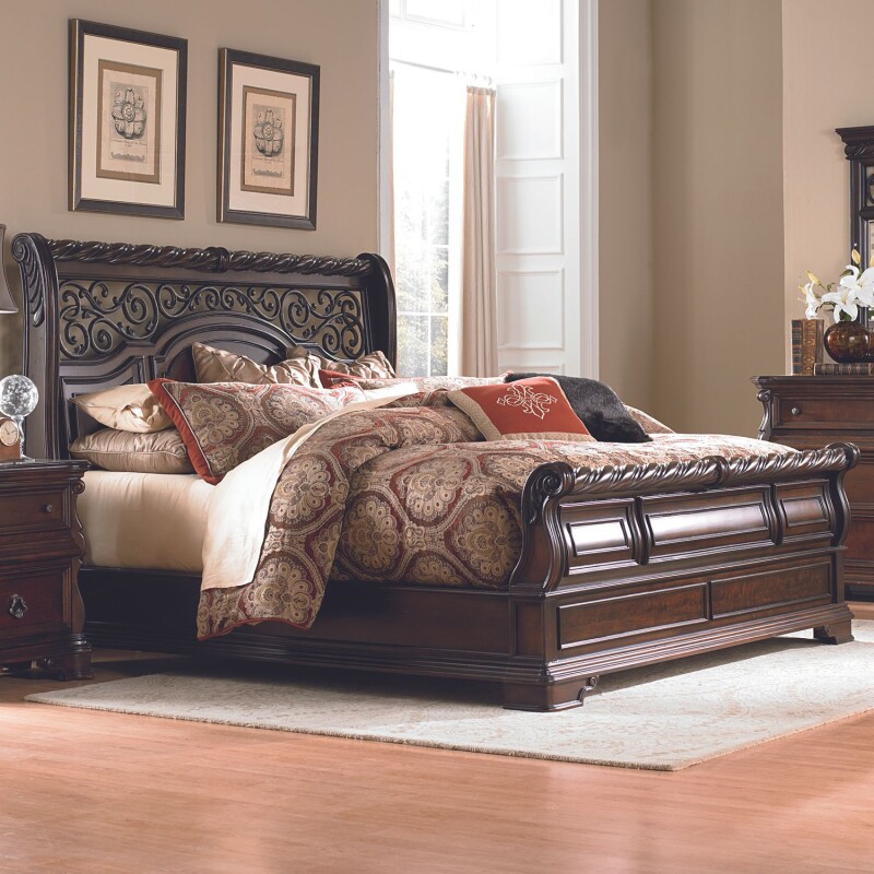 Arbor Place King Sleigh Bed, Dresser & Mirror, Chest, Night Stand 575BRKSLDMCN