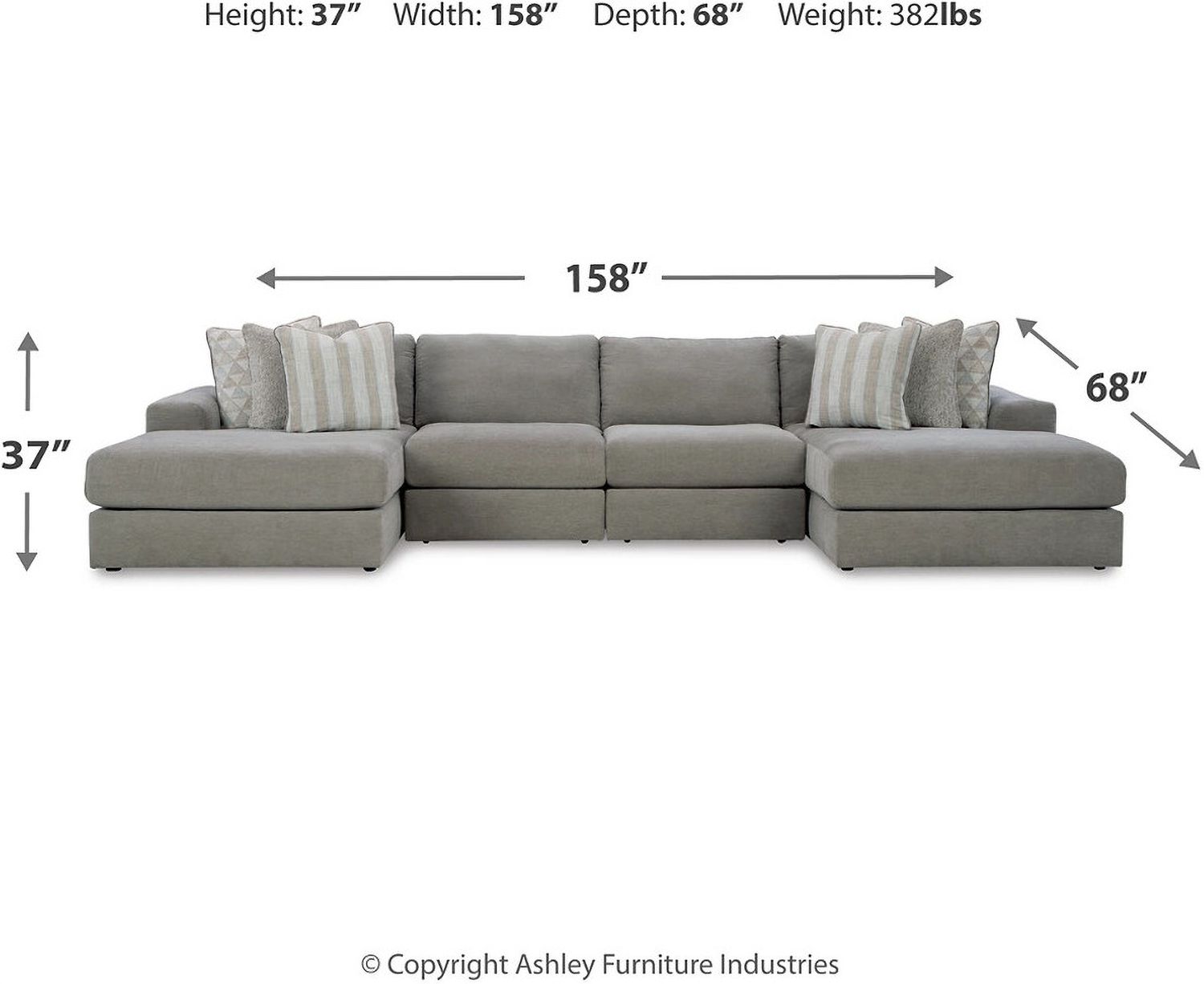 Avaliyah 4-Piece Double Chaise Sectional In Ash 58103S11