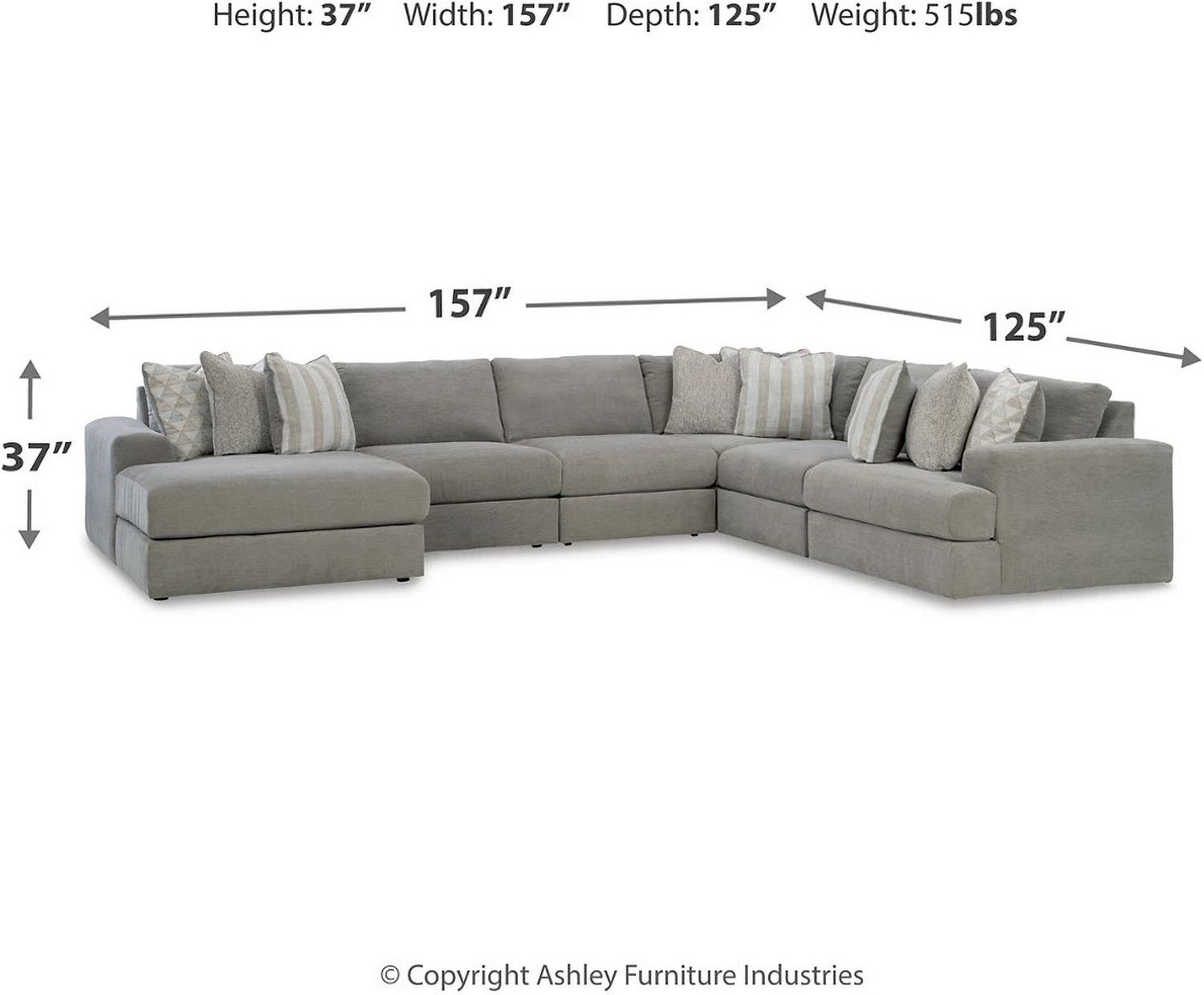 Avaliyah 6-Piece LAF Sectional In Ash 58103S13