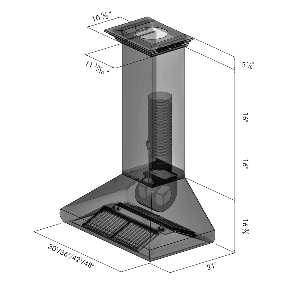 30 In. Professional Convertible Vent Wall Mount Range Hood In Stainless Steel With Crown Molding 587CRN30