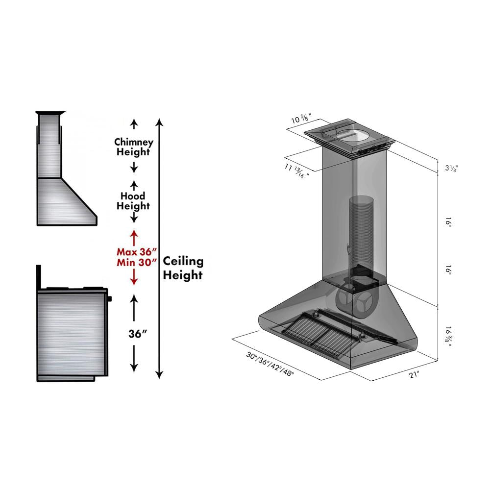 30 In. Professional Convertible Vent Wall Mount Range Hood In Stainless Steel With Crown Molding 587CRN30