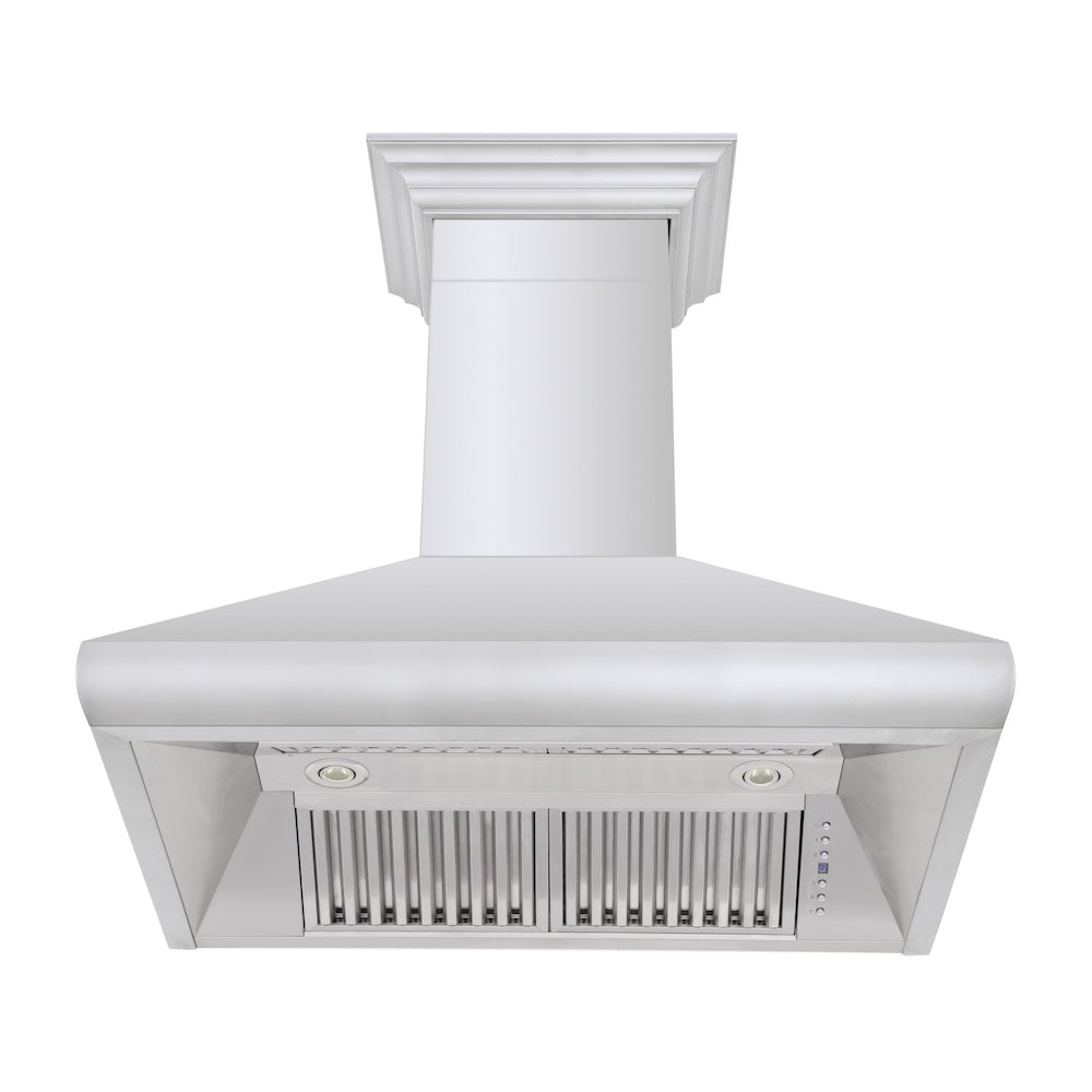 36 In. Professional Convertible Vent Wall Mount Range Hood In Stainless Steel With Crown Molding 587CRN36