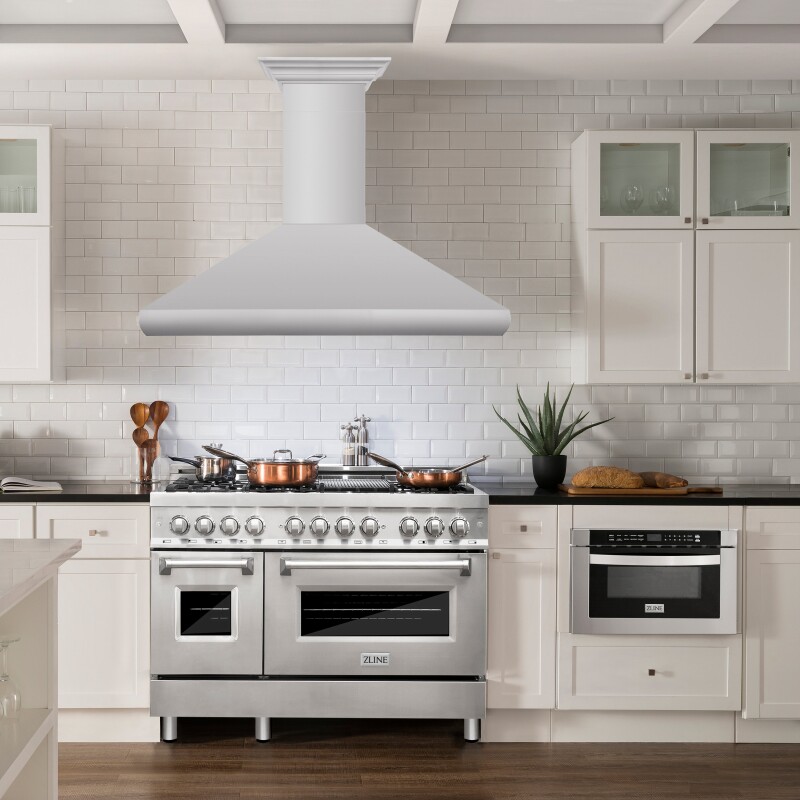48" Professional Convertible Vent Wall Mount Range Hood with Crown Molding - 48 Inch 587CRN48