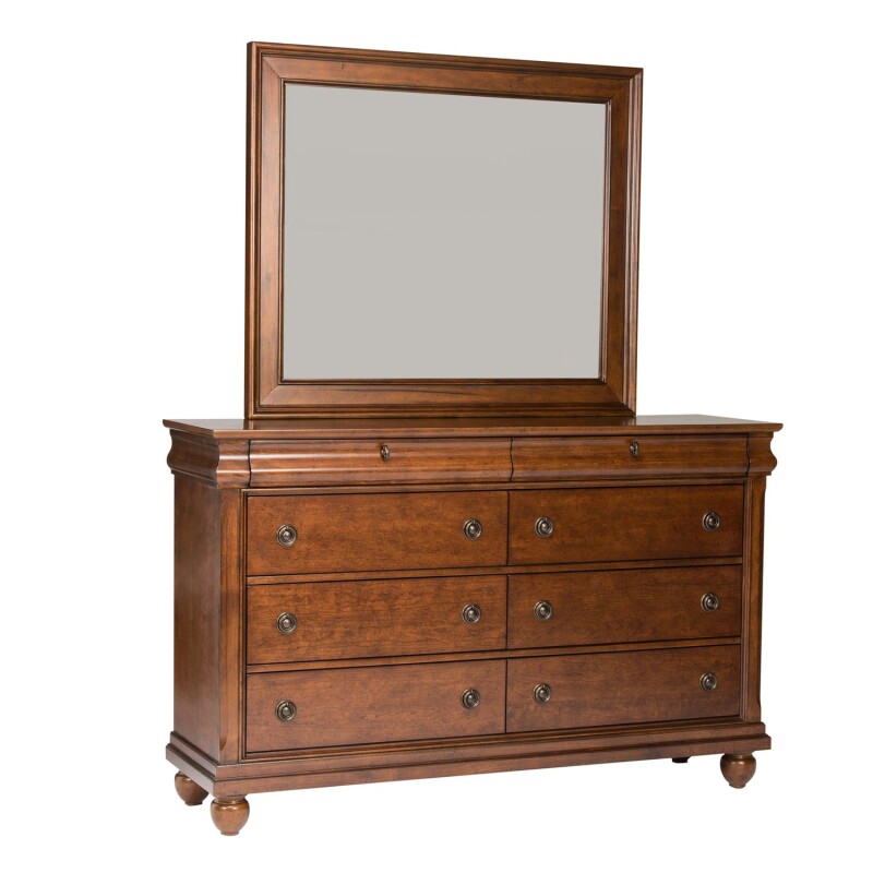 Rustic Traditions Queen Sleigh Bed, Dresser & Mirror, Chest, Night Stand 589BRQSLDMCN