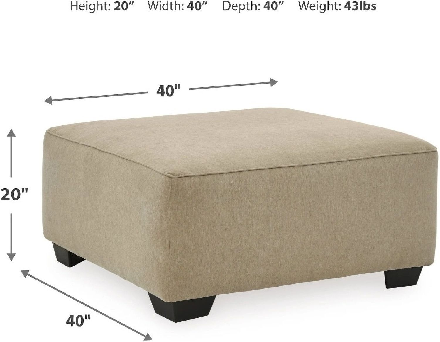 Lucina Oversized Accent Ottoman In Quartz 5900608