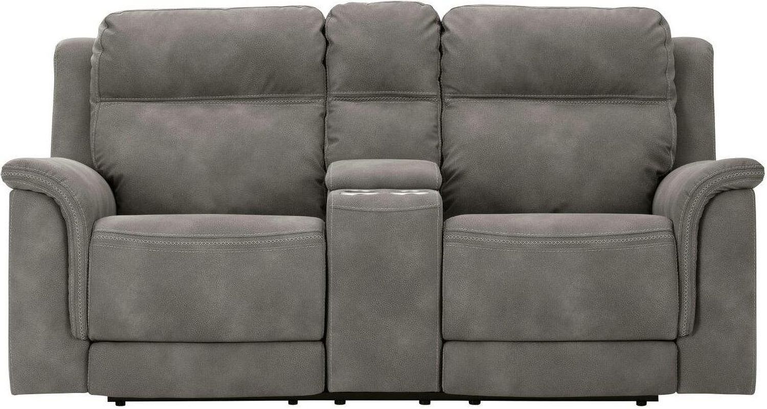 Next-Gen Durapella Power Reclining Console Loveseat With Adjustable Headrest In Slate 5930118