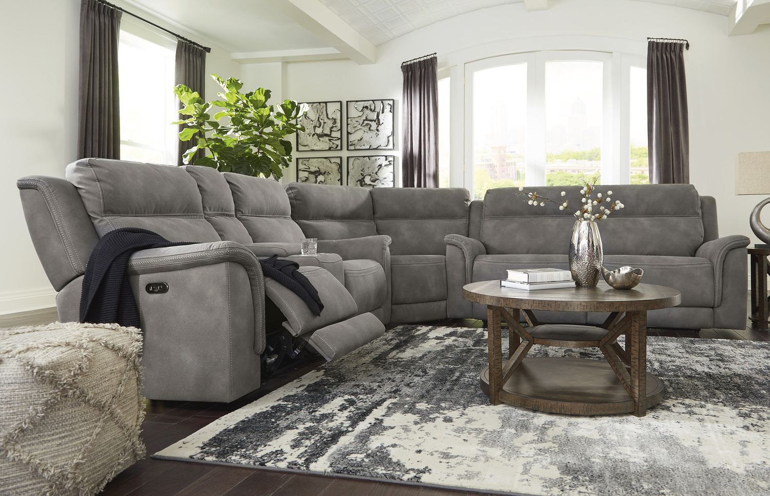 Next-Gen Durapella 3-Piece Power Reclining Console Loveseat Sectional In Slate 59301S2