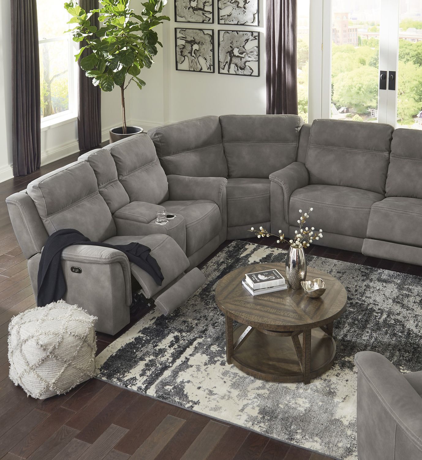 Next-Gen Durapella 3-Piece Power Reclining Console Loveseat Sectional In Slate 59301S2
