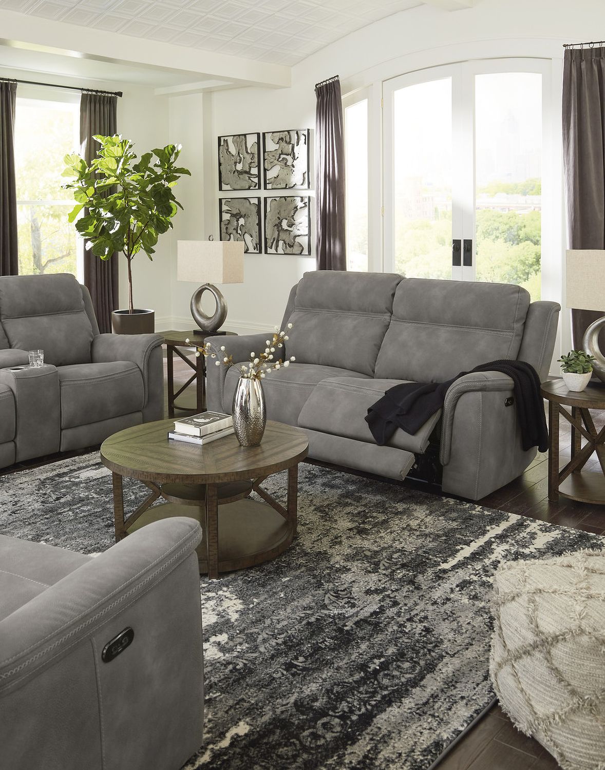 Next-Gen Durapella 3-Piece Power Reclining Console Loveseat Sectional In Slate 59301S2