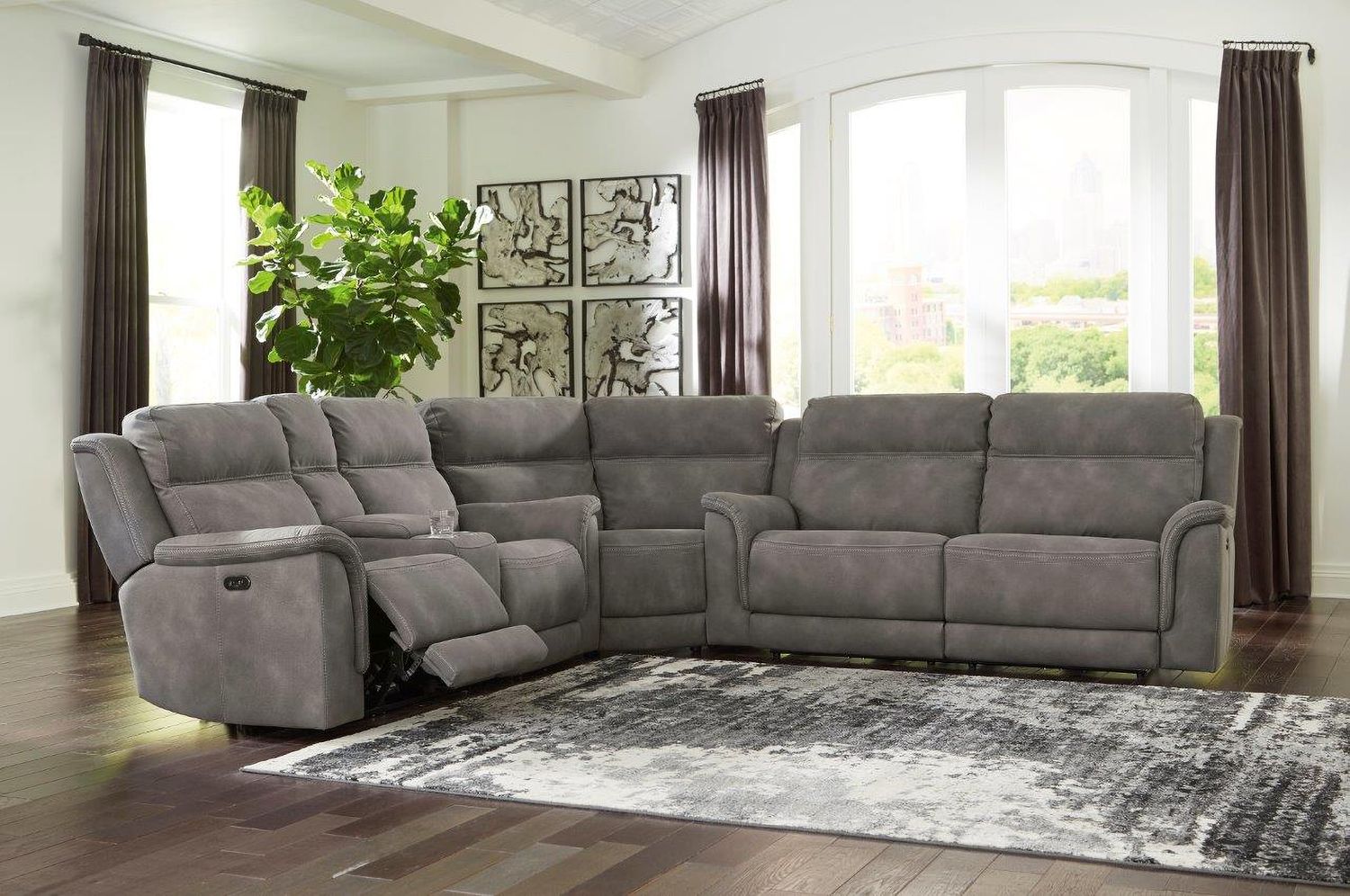 Next-Gen Durapella 3-Piece Power Reclining Console Loveseat Sectional In Slate 59301S2