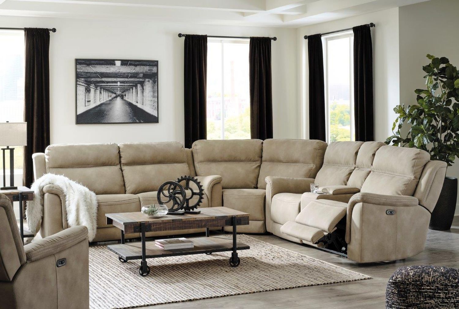 Next-Gen Durapella Power Recliner With Adjustable Headrest In Sand 5930213