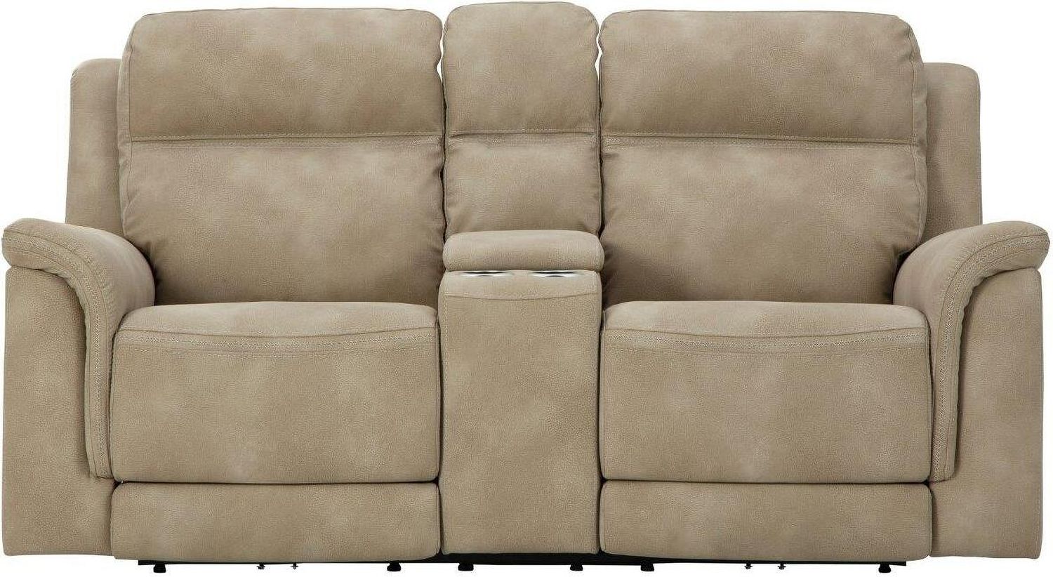 Next-Gen Durapella Power Reclining Console Loveseat With Adjustable Headrest In Sand 5930218