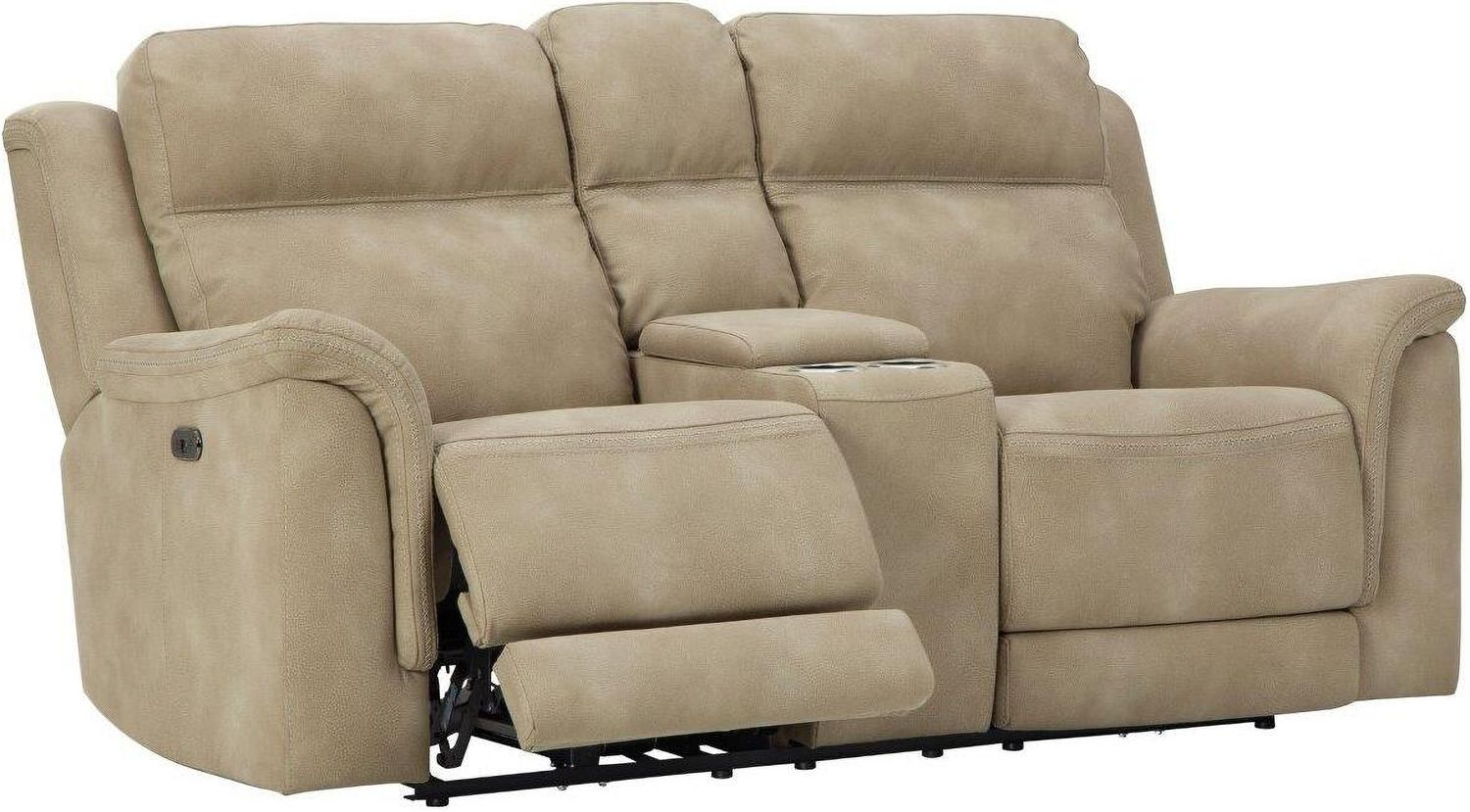 Next-Gen Durapella Power Reclining Console Loveseat With Adjustable Headrest In Sand 5930218