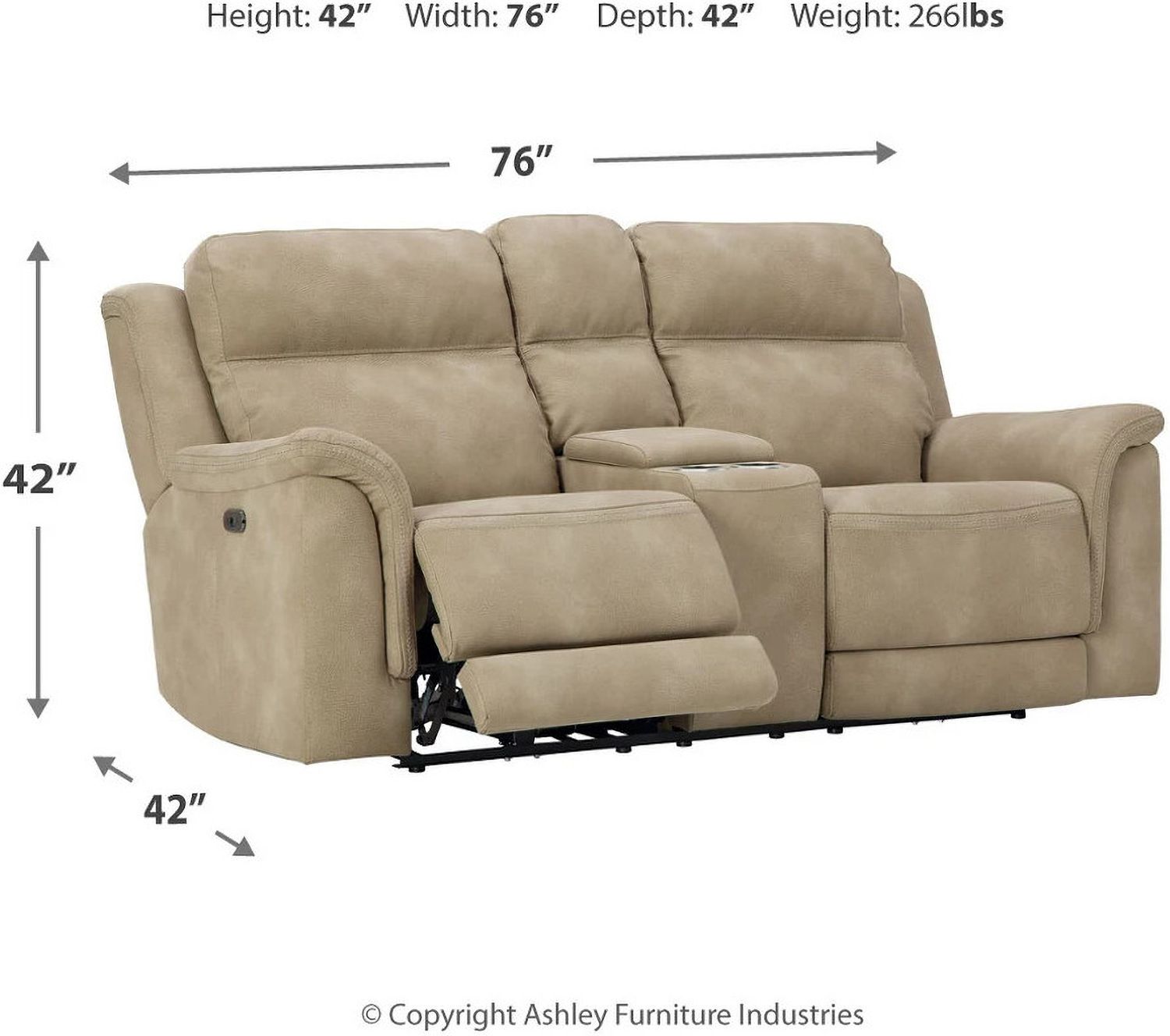 Next-Gen Durapella Power Reclining Console Loveseat With Adjustable Headrest In Sand 5930218