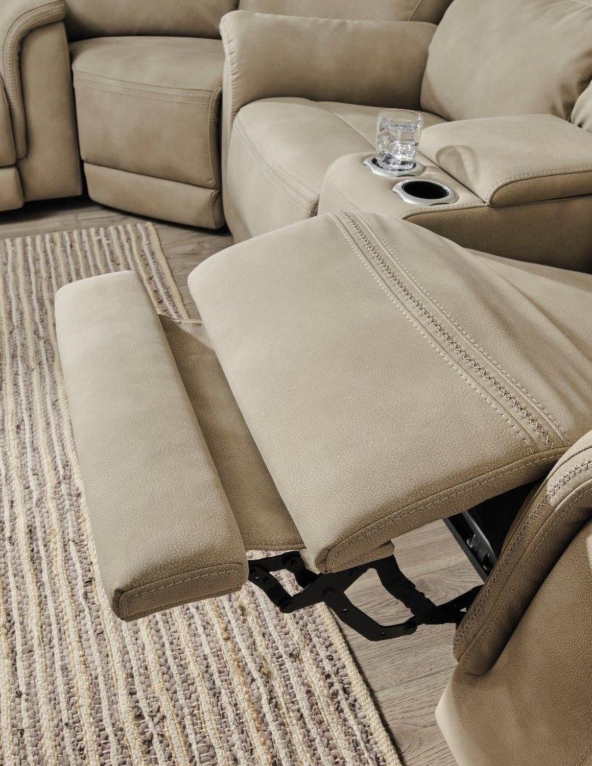 Next-Gen Durapella Power Reclining Console Loveseat With Adjustable Headrest In Sand 5930218