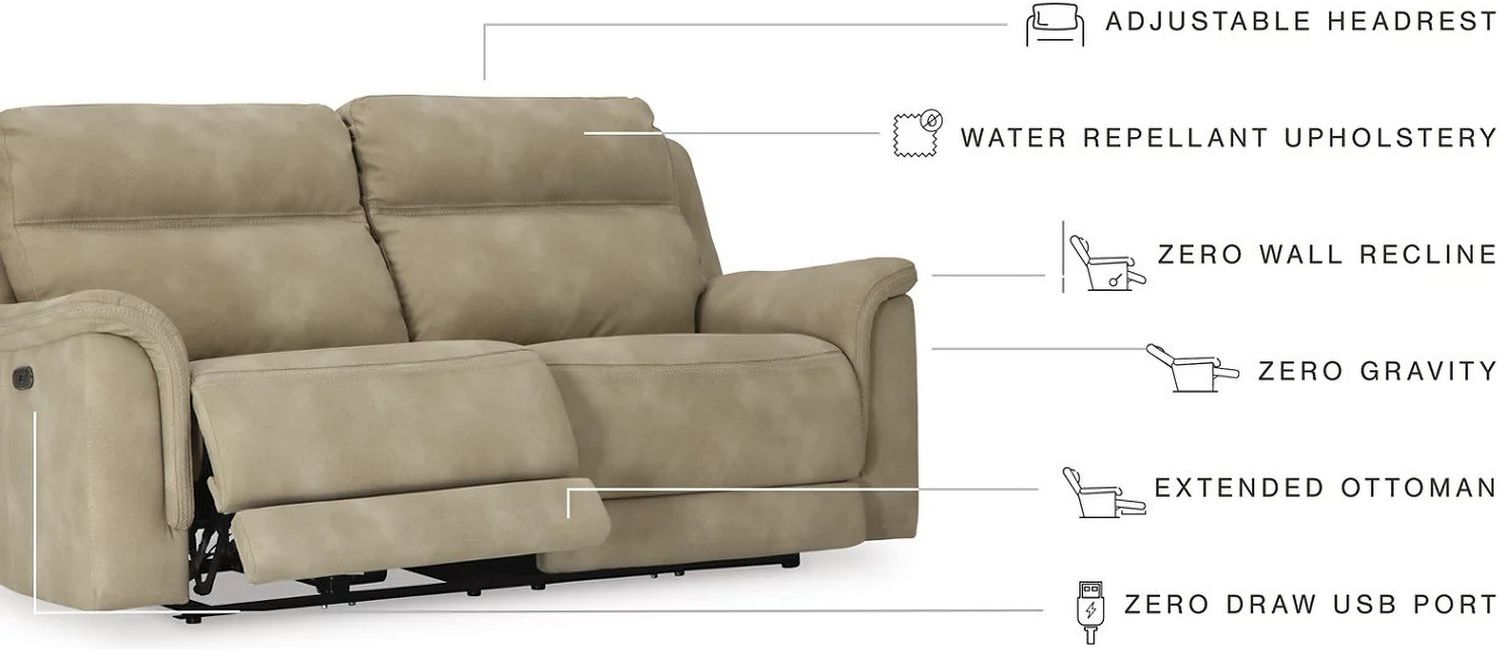 Next-Gen Durapella 2 Seat Power Reclining Sofa Adjustable Headrest In Sand 5930247