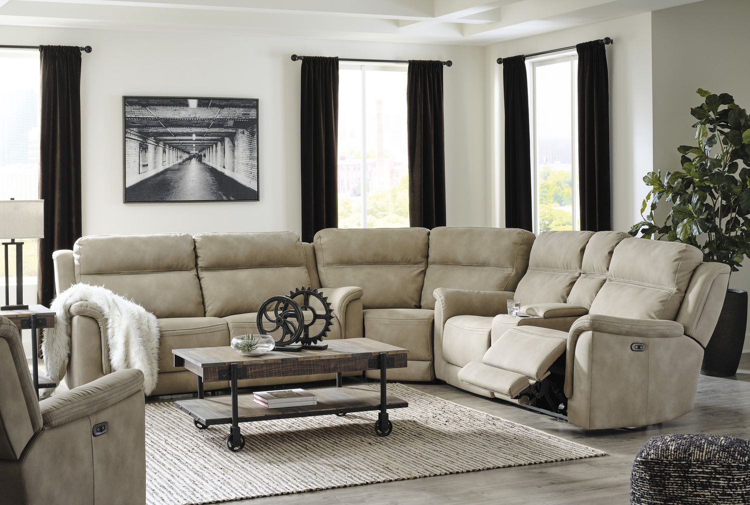 Next-Gen Durapella 2 Seat Power Reclining Sofa Adjustable Headrest In Sand 5930247