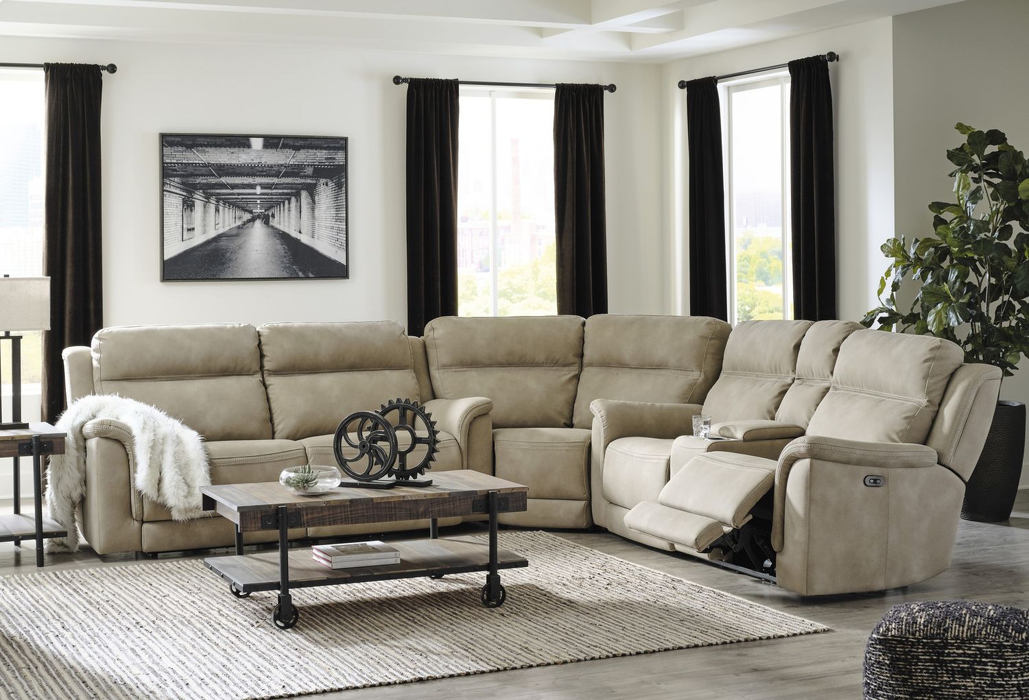 Next-Gen Durapella 2 Seat Power Reclining Sofa Adjustable Headrest In Sand 5930247
