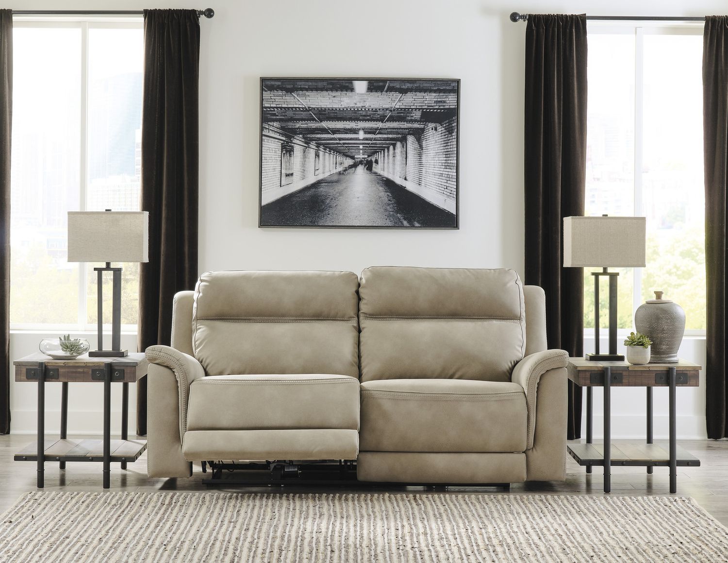 Next-Gen Durapella 2 Seat Power Reclining Sofa Adjustable Headrest In Sand 5930247